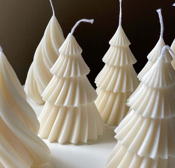 2 Frosted Christmas candles
