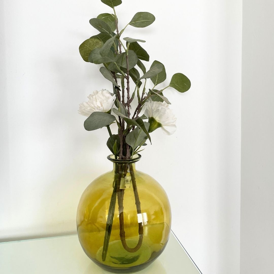 Green ball glass vase