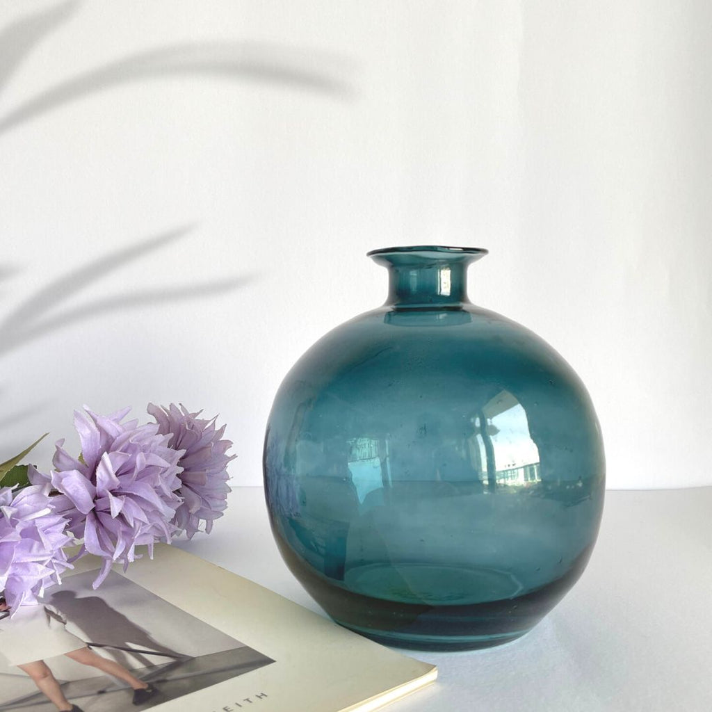 Blue ball glass vase