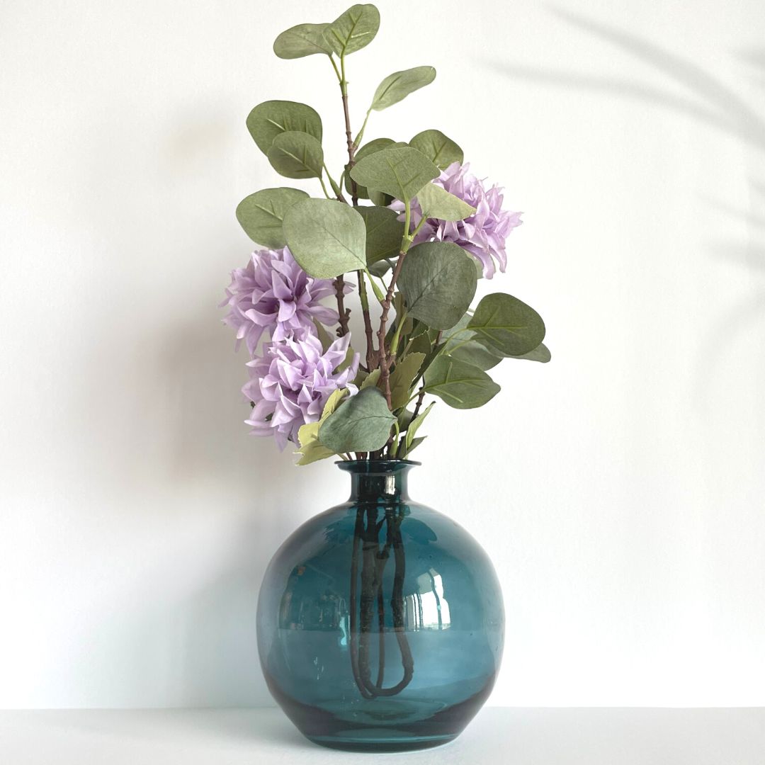 Blue ball glass vase