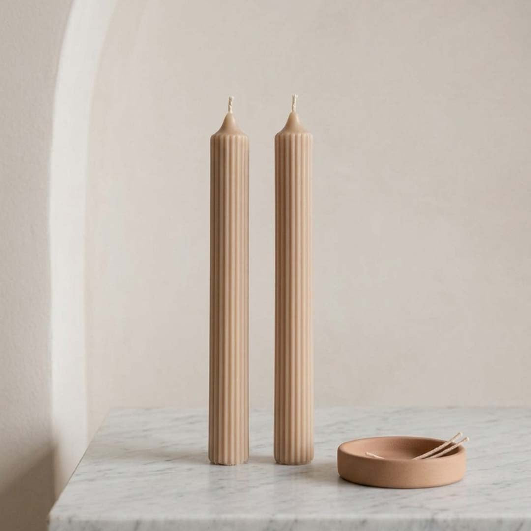 Beige Desert – Soy Pillar Candle Set