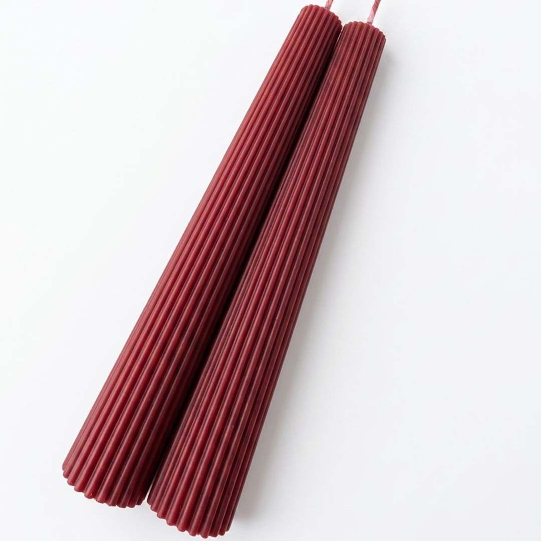 Dark red Sculpted Pillar Candle Set
