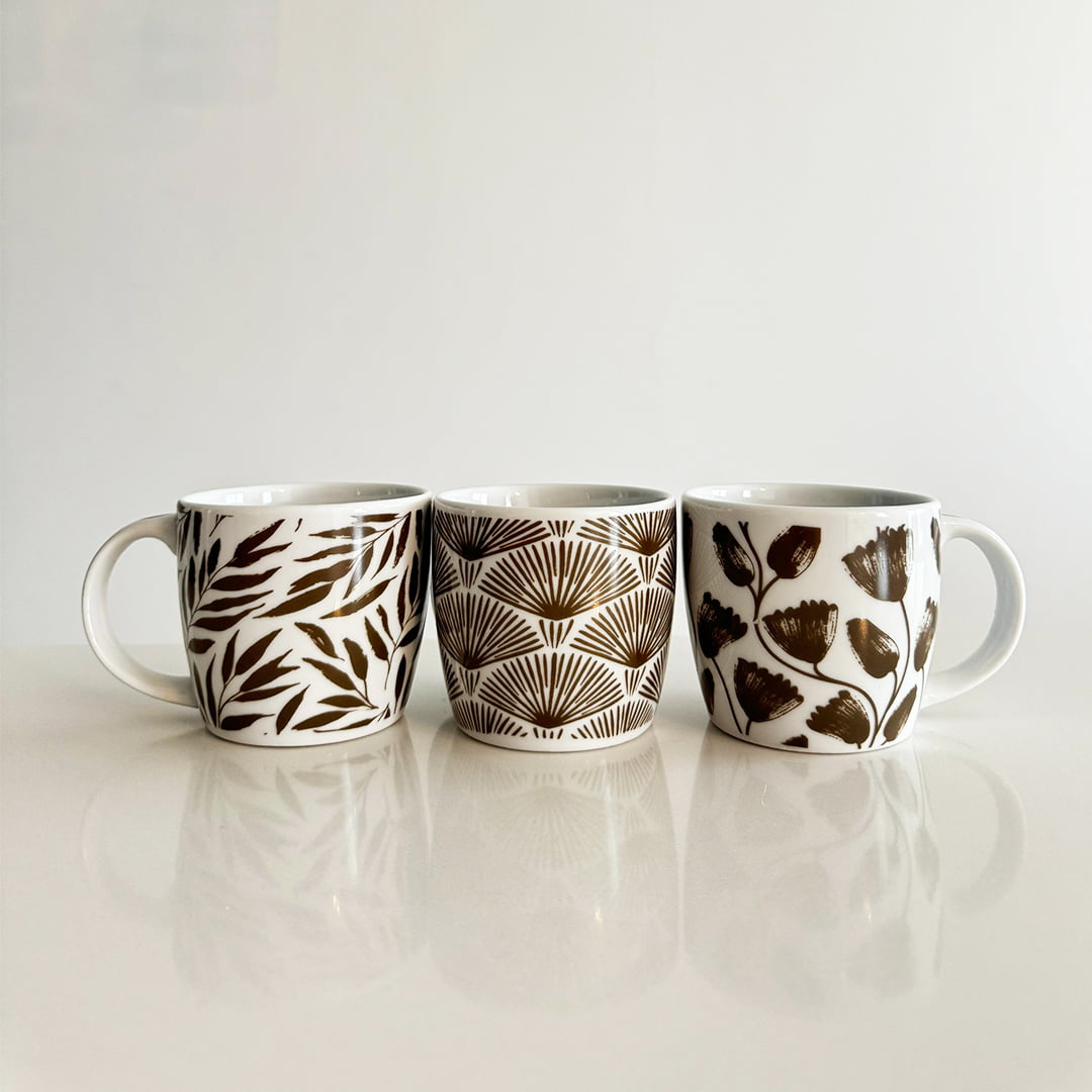 Ash brown leaves mug set