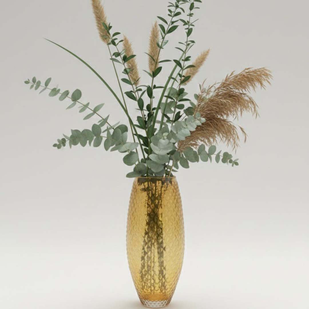 Amber Shell Hand-Blown Glass Vase