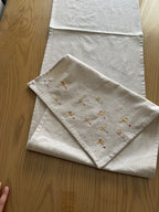Birdsong Embroidered Cotton Table Runner ( 6 to 8 Seaters )