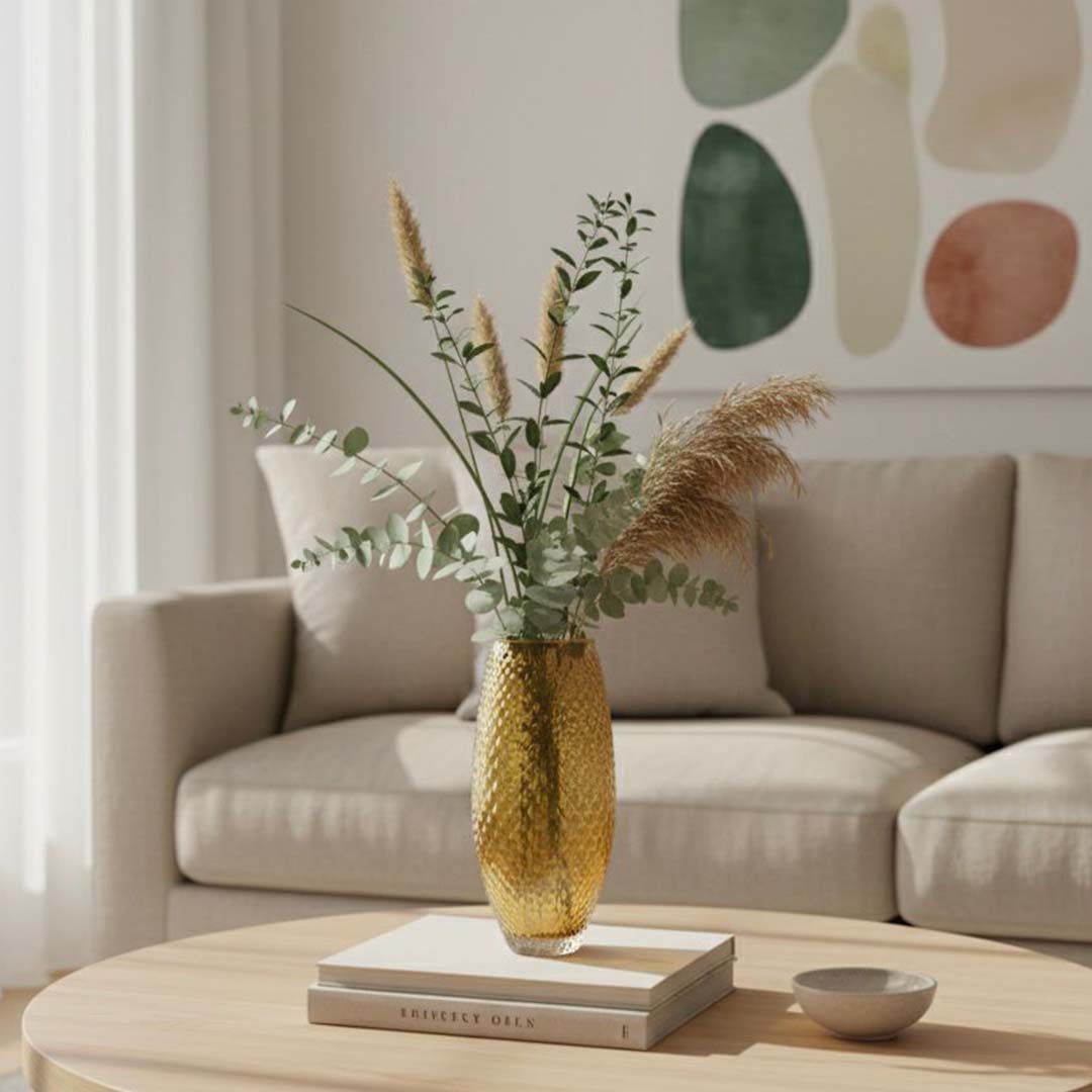 Amber Shell Hand-Blown Glass Vase