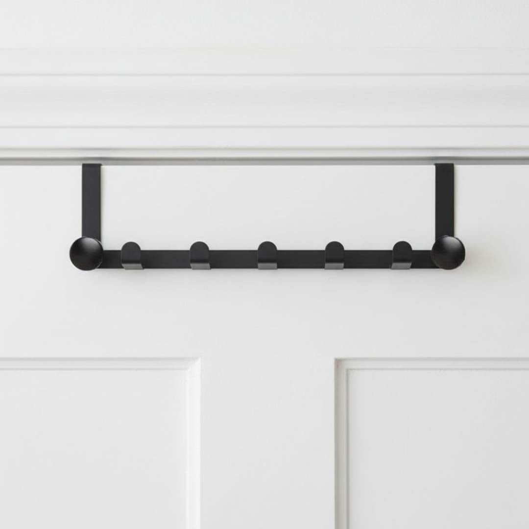 Black buttoned edge metal door hanger