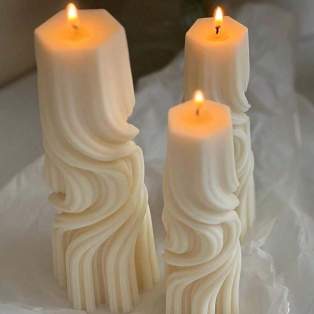 3 Striped column Candles