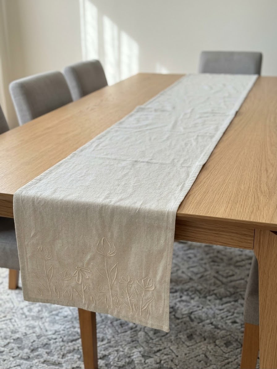 Pure Bloom Cotton Table Runner ( 6 to 8 Seaters )