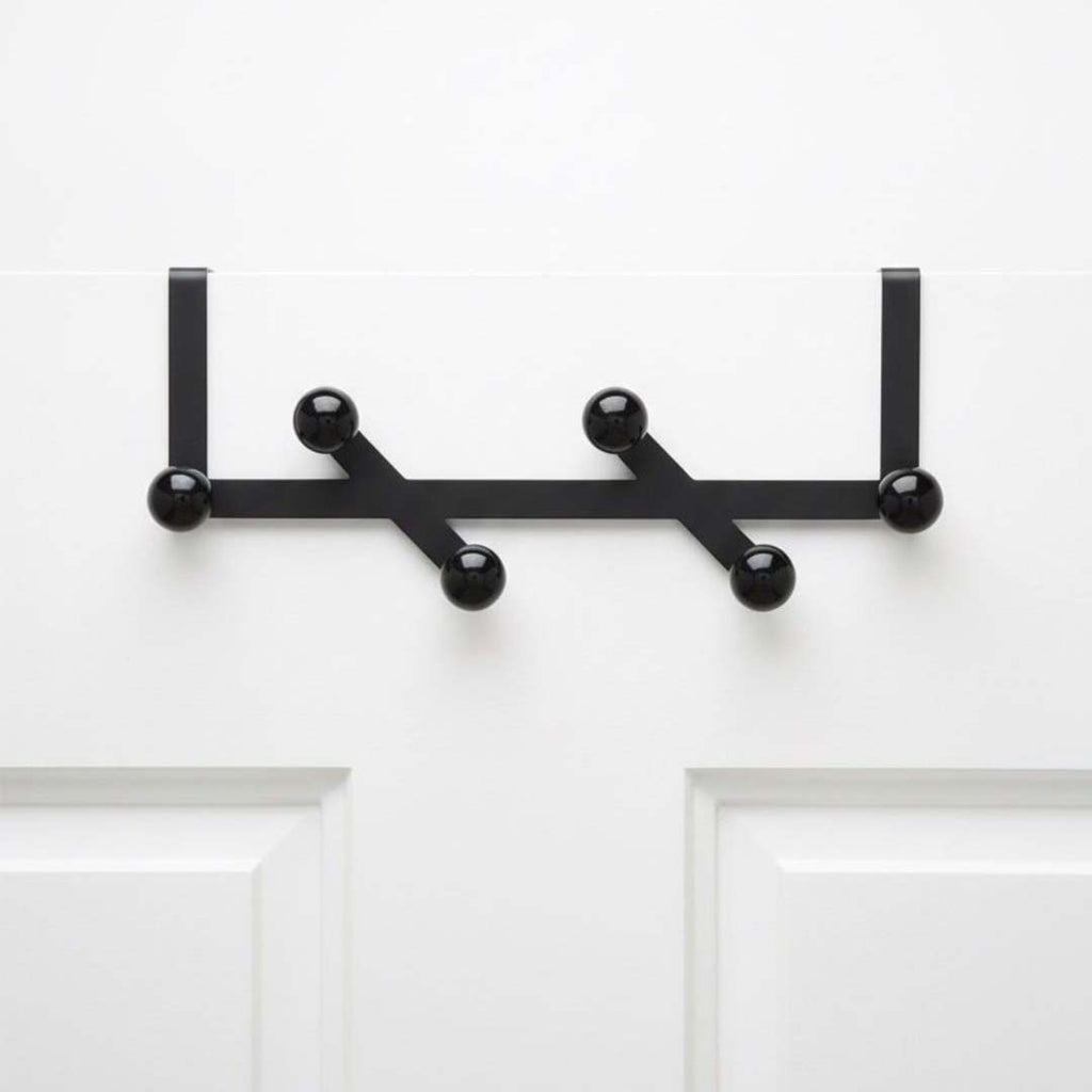 Slide Metal Door Hook Hanger Black with Black Buttons