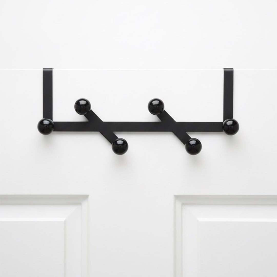 Slide Metal Door Hook Hanger Black with Black Buttons