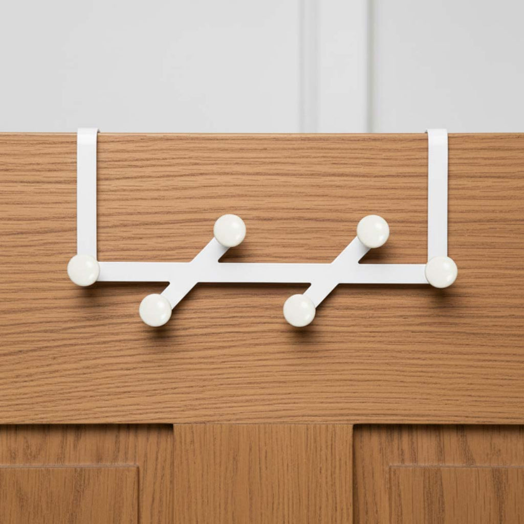 Slide Metal Door Hook Hanger White with white Buttons