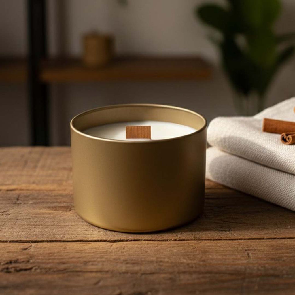 Golden wick candle jar – vanilla