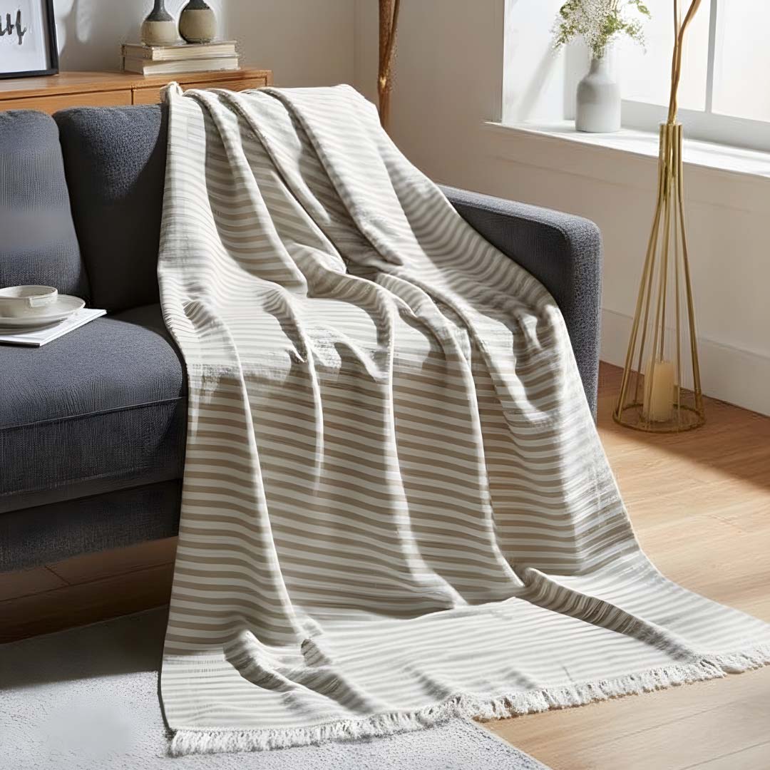 Beige Calm Stripes Sofa Cover