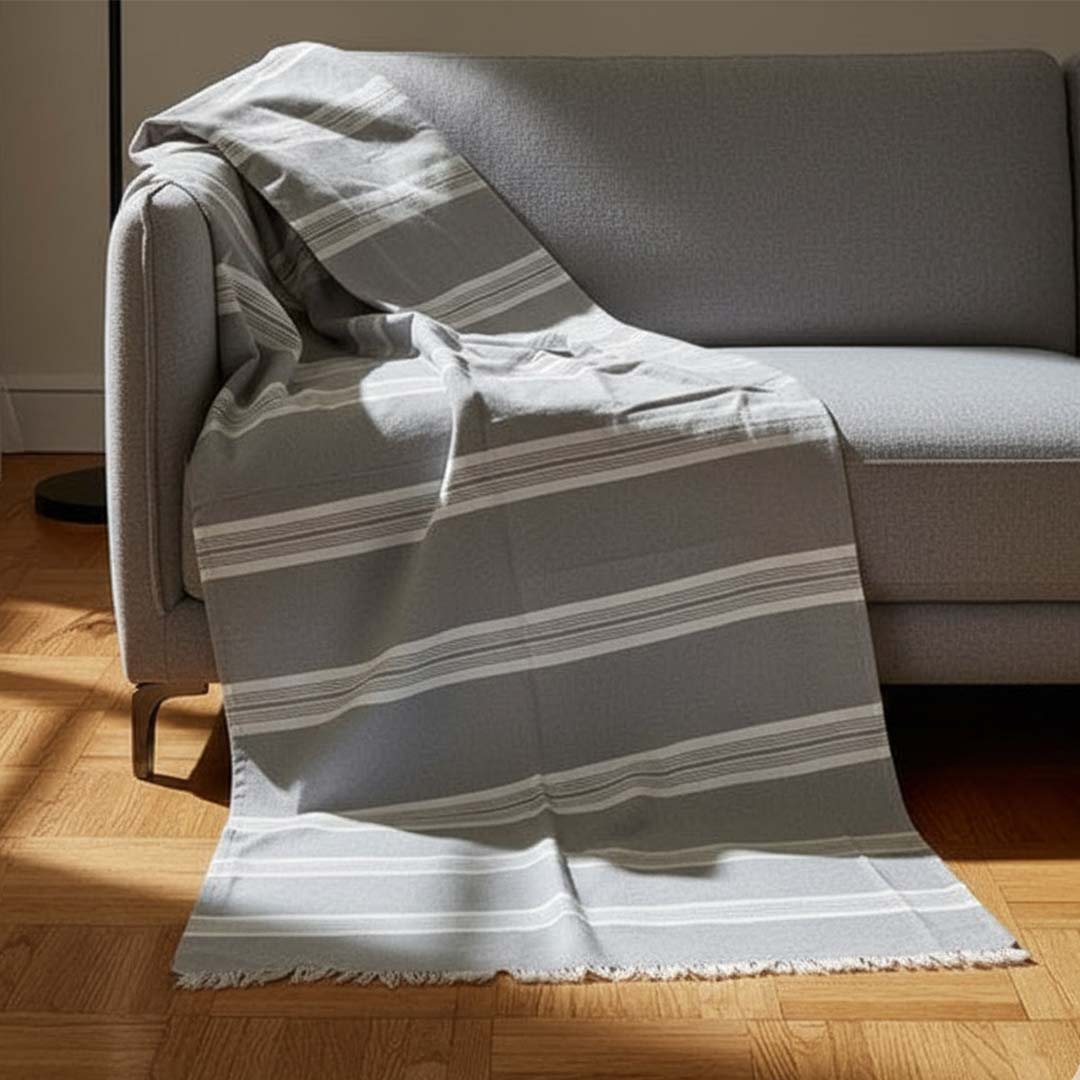 Striped gray Sofa cover
