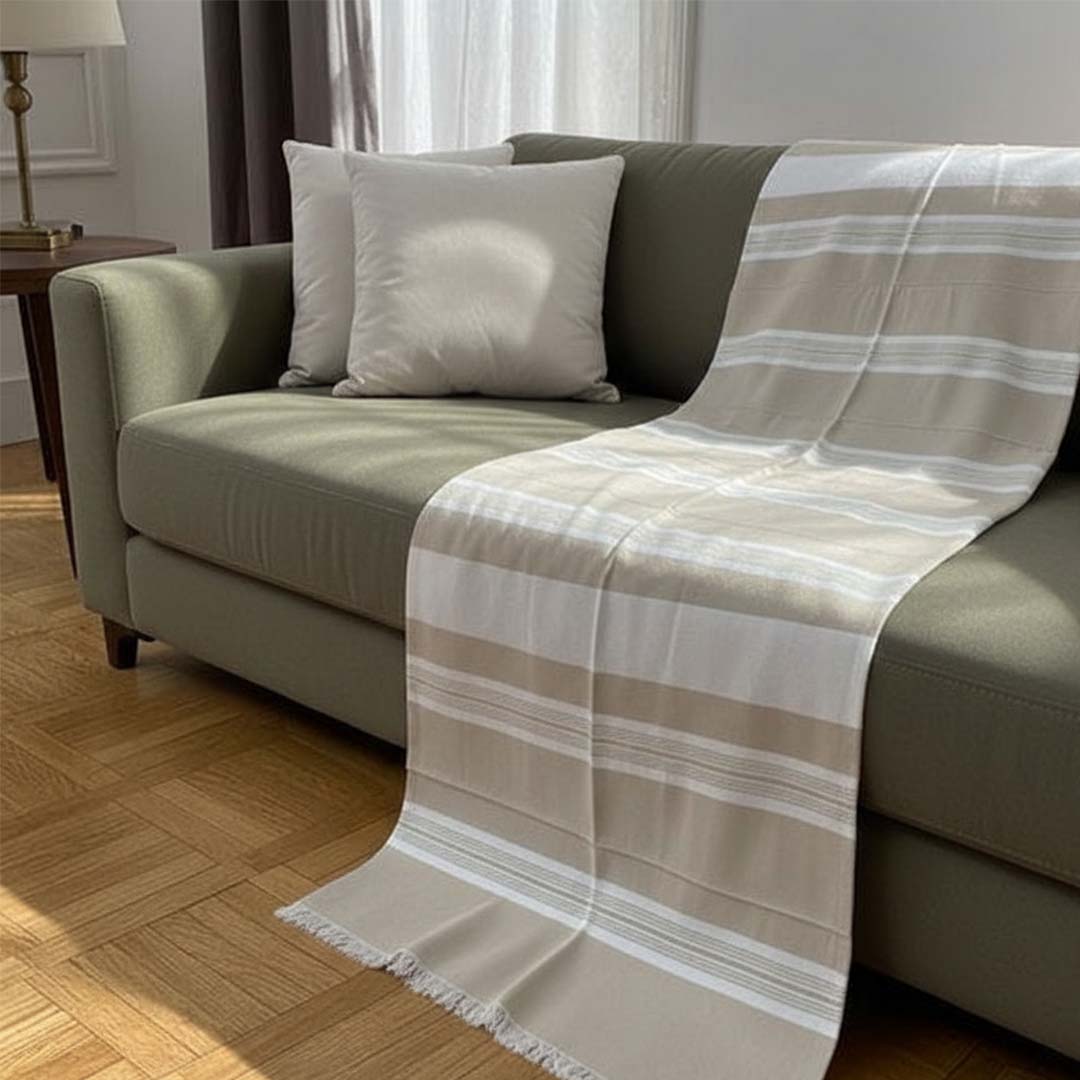 Striped beige Sofa cover