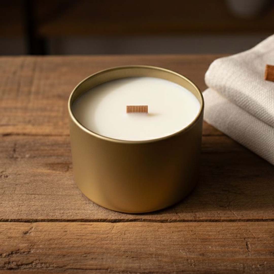 Golden wick candle jar – vanilla