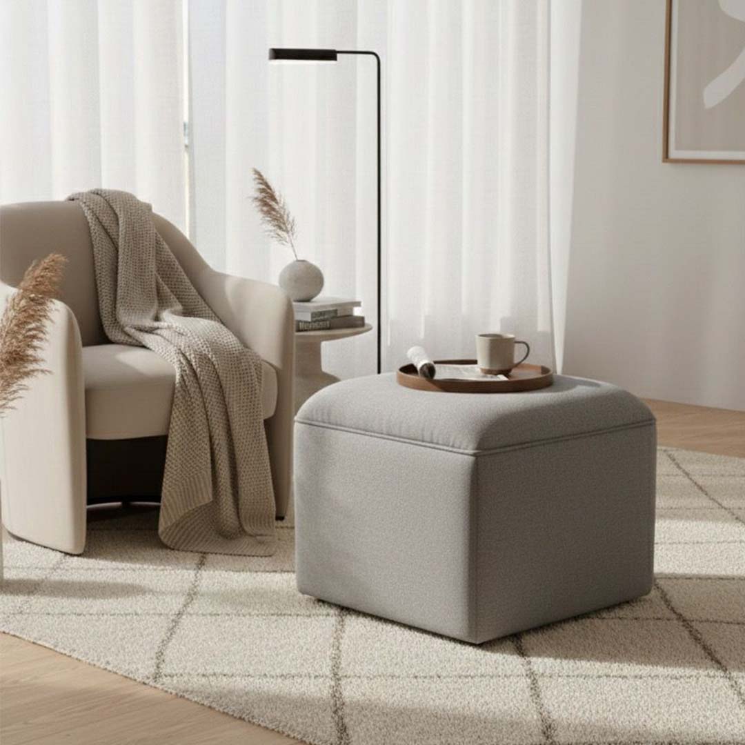 Mist Grey Pouf