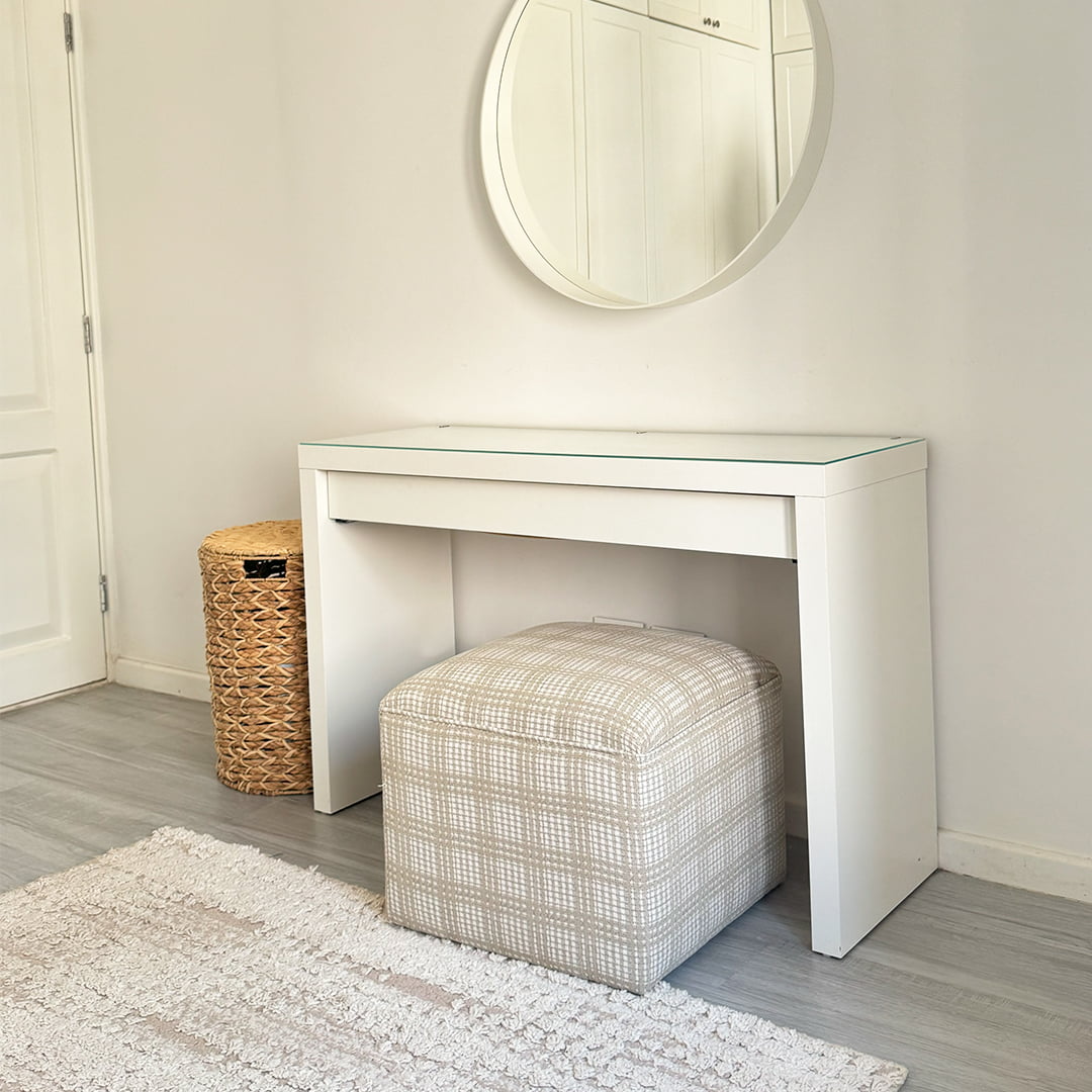 Beige Teddy Pouf