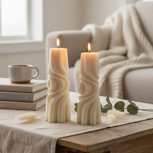 2 Striped column Candles