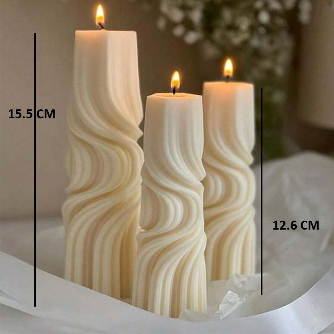 3 Striped column Candles