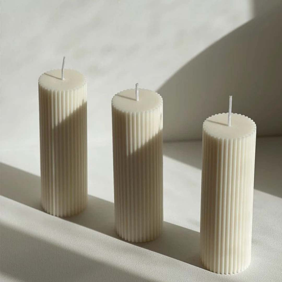3 Ribbed candles trio