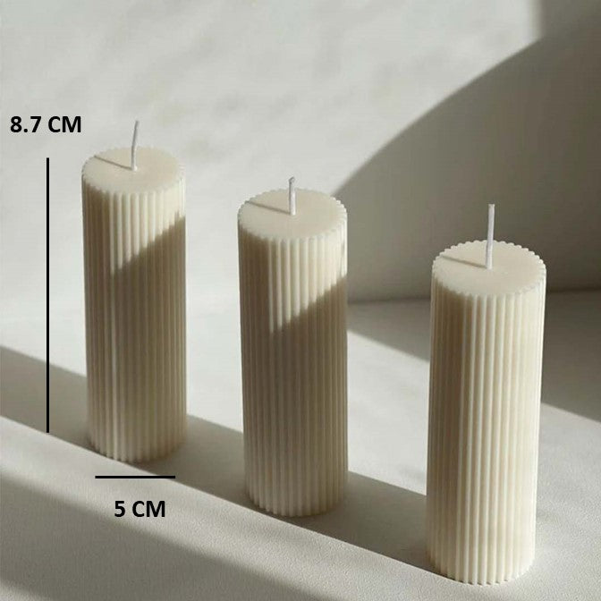 3 Ribbed candles trio